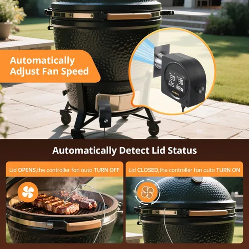 Miniatura 10 de Controlador de temperatura para barbacoa 5G Wi-Fi y Bluetooth INKBIRD, ventilador automático para ahumador con pantalla LCD para parrilla