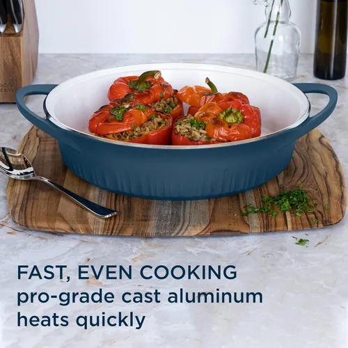 Miniatura 3 de CorningWare QuickHeat - Estofador de aluminio fundido de 4 cuartos de galón con tapa, interior de cerámica antiadherente, ligero y calor uniforme