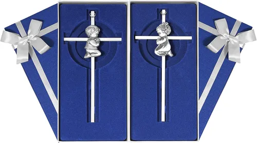 2 unidades de plata para bebé, cruz de pared para niños y niñas, bautizo, primera comunión, regalo de dedicación para bebés, niñas, ahijada,