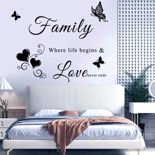 Miniatura 5 de Calcomanías de pared con citas de letras familiares, jarrones y murales extraíbles para sala de estar, dormitorio, fondo de sofá y pared de TV