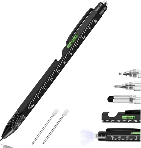YouOKLight Juego de bolígrafos multiherramientas: bolígrafo de regalo 9 en 1 para hombres, regla (métrico, imperial), destornillador (plano, cruz),