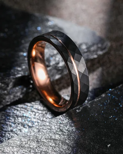 Miniatura 3 de Three Keys Jewelry - Joyería para hombre y mujer, anillos de tungsteno negro, 0.157 pulgadas, 0.236 pulgadas, 0.315 pulgadas, facetas amartilladas