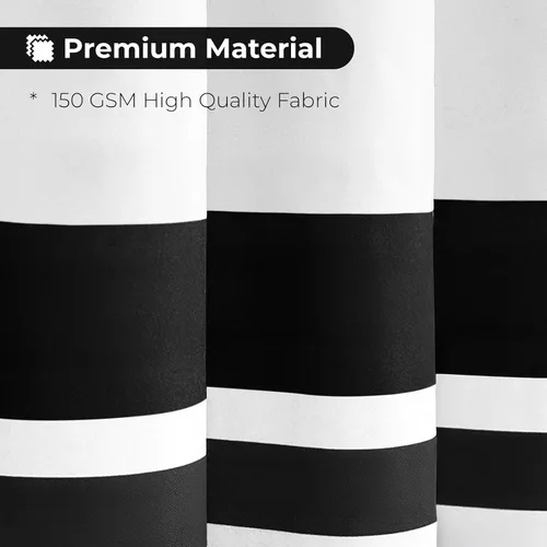 Miniatura 2 de Seasonwood Cortina de ducha en blanco y negro, cortina de ducha a rayas para baño, cortinas de ducha bohemias con borlas, cortinas de baño modernas