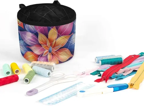 Miniatura 3 de Estera de máquina de coser con flores brillantes y florales bohemias, reduce la vibración, antideslizante, organizador duradero Flores brillantes