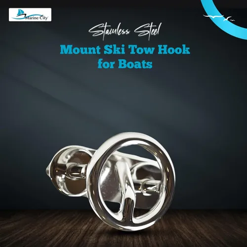 Miniatura 2 de MARINE CITY Mount Ski Tow Hooks – 316 Stainless Steel, Mirror-Polished Finish, Corrosion-Resistant – 2-1/2” Ring Diameter, for Boats, Marines