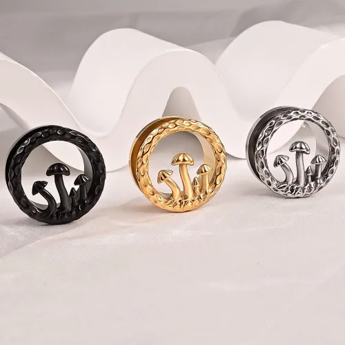 Miniatura 6 de DOEARKO 2 unidades de dilatadores de oreja de acero inoxidable con forma de hongo fresco túneles expansor de oreja dilatador de oído piercing