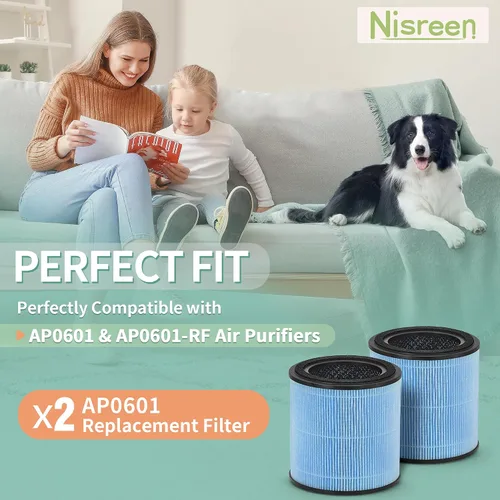 Miniatura 2 de Paquete de 2 filtros de repuesto AP0601 True HEPA, compatible con AP0601/AP0601-RF Air Pu-rifier, con filtro HEPA verdadero H13 y filtración 4 en 1