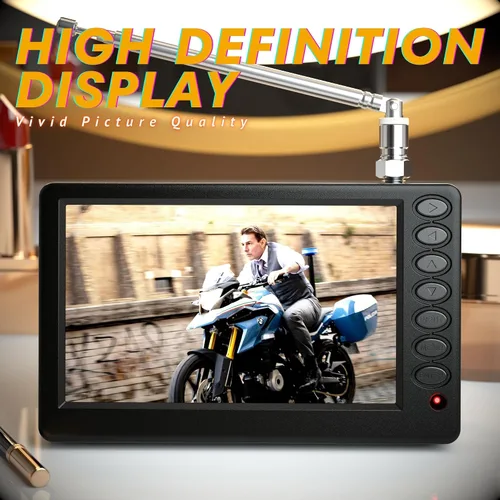 Miniatura 3 de Mini TV portátil de 5 pulgadas para automóvil, funciona con batería de bolsillo con control remoto, puerto USB y ranura para tarjeta TF, pequeño