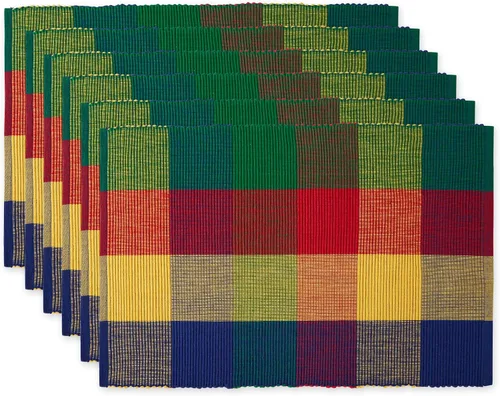 Miniatura 44 de DII - Juego de manteles individuales acanalados para uso diario 100% algodón, 13x19, gris, 6 piezas