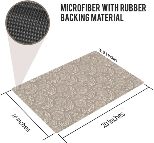 Miniatura 5 de Alfombra de baño de 20 x 16 pulgadas de microfibra sin deslizamiento Color Latte Design 1 S