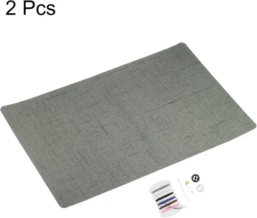 Miniatura 3 de HARFINGTON 2 parches de reparación de tela de 7.8 x 11.8 pulgadas, parche autoadhesivo de lino fino para sofá, ropa, cojín, almohada, gris y verde