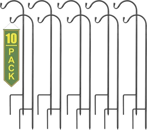 Miniatura 7 de Sorbus® Shepherd's Hooks - Juego de 4 estacas extensibles para macetas de jardín para comederos de pájaros, decoración al aire libre, plantas