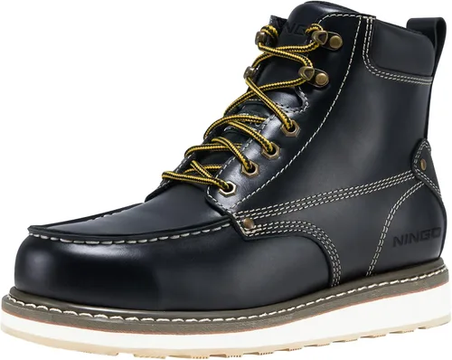 Miniatura 11 de HISEA NINGO Botas de trabajo para hombre, botas de acero y punta suave, 6 pulgadas, resistentes al agua, antideslizantes, zapatos de trabajo