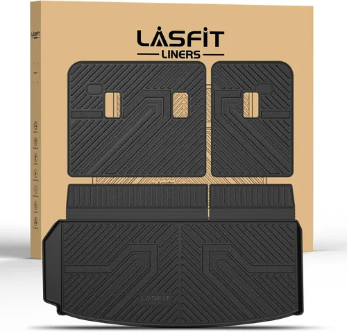 Miniatura 53 de LASFIT Juego completo de tapetes de elastómero termoplástico para todo tipo de clima de ajuste personalizado para automóviles, de 1ª y 2ª fila, 3