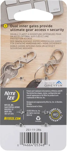 Miniatura 5 de Nite IZE Mosquetón dual de la serie Z, clip de acero con doble puerta