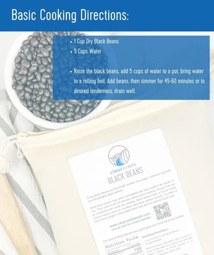Miniatura 3 de CLEAR CREEK Frijoles negros cultivados en el estado de Washington 12 libras (bolsas de 3 a 4 libras) Sin OMG Vegano Kosher No irradiado