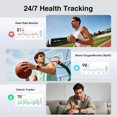 Miniatura 5 de Fitpolo Reloj inteligente para hombres y mujeres, Android iPhone, rastreador de actividad física HD de 1.27 pulgadas con llamadas y respuesta