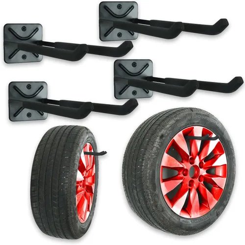 Miniatura 10 de Wallmaster Ganchos de garaje para montaje en pared, 2 ganchos de almacenamiento largos y resistentes para colgar neumáticos, sillas, escaleras