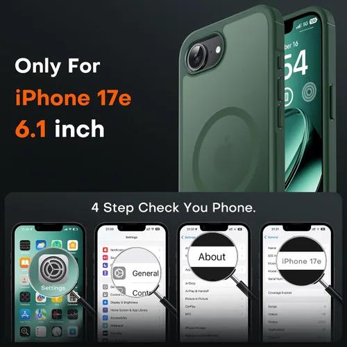 Miniatura 2 de TOCOL Funda para iPhone 17e, compatible con Magsafe, protección militar contra caídas, delgada, translúcida, mate, a prueba de golpes, para iPhone