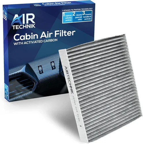 AirTechnik CF10743 Filtro de aire de cabina con carbón activado | Compatible con modelos seleccionados Chrysler, Dodge, Infiniti, Kenworth, Nissan,