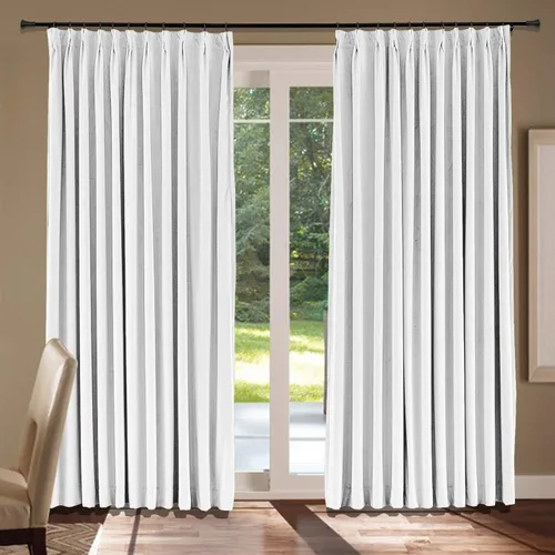 cololeaf Cortinas opacas de terciopelo color blanco, plisadas, de 52 pulgadas de ancho x 84 pulgadas de largo, panel de cortina para barra