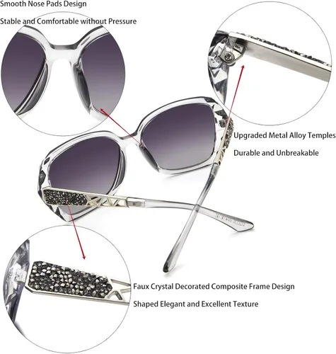 Miniatura 5 de LECKIRUT - Lentes de sol de gran tamaño para mujer lentes de sol clásicos y a la moda con protección UV polarizada