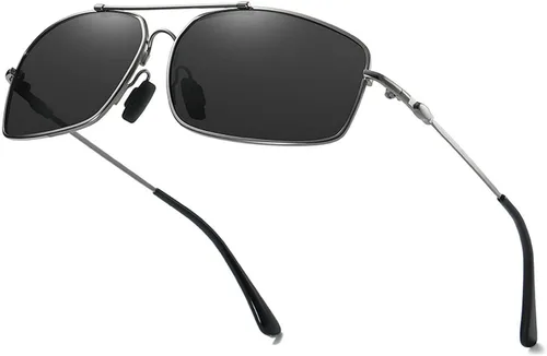 laureles Gafas de sol polarizadas con marco piloto completo para hombre, estilo vintage, conducción de lectura, UV400 Gris