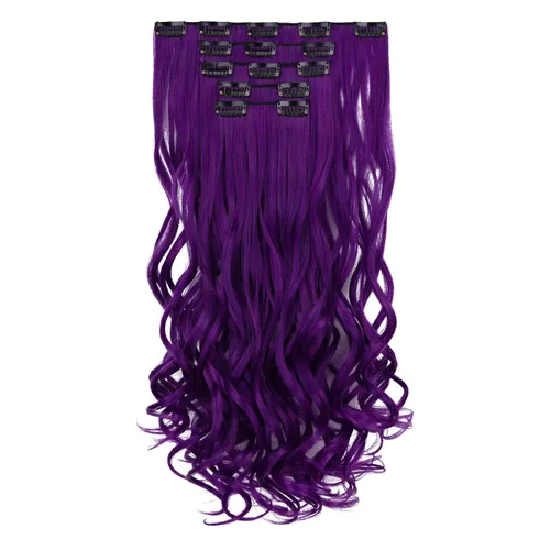 Miniatura 45 de Extensiones de cabello negro lacio, 2 juegos de extensiones de cabello con clip para mujeres, Halloween, 5 piezas de 22 pulgadas, piezas de cabello