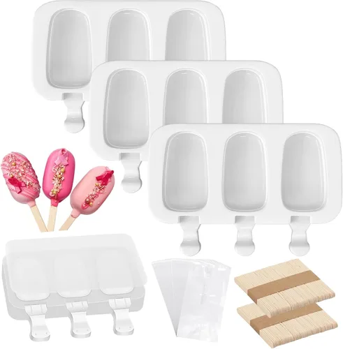 Miniatura 12 de Popsicle Mold Silicone Popsicle Molds,10-Cavity Homemade Popsicle Moulds,Easy Release Ice Pop Maker,BPA Free,with 100 Popsicle Sticks 100 Popsicle