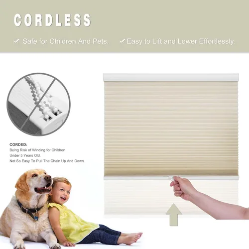 Miniatura 2 de Changshade - Persianas Celulares con Filtrado de Luz sin Cordones para Ventanas Puertas, con Forma de Panal, Aislamiento Térmico, Cancelación