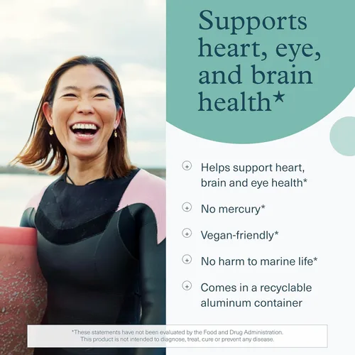Miniatura 3 de Youtheory Omega Ocean-Friendly - Suplemento de algas Omega 3 con EPA y DHA - Apoya la salud cerebral y ocular* - A base de plantas - para dietas