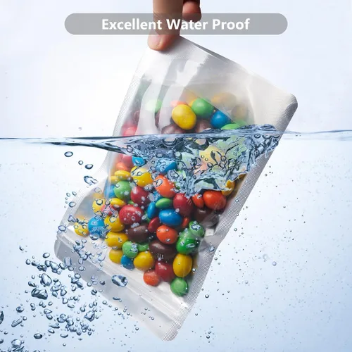 Miniatura 5 de 100 bolsas de Mylar resellables con ventana frontal transparente, embalaje comestible a prueba de olores, bolsas verticales para almacenamiento