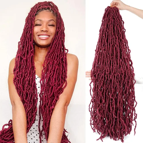 Miniatura 28 de Youngther Cabello sintético de ganchillo de 24 pulgadas, 6 unidades, 84 soportes, extensibles, cabello de ganchillo suave de diosa, cabello 1b