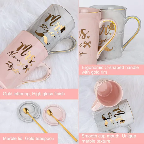 Miniatura 5 de Biching Regalos de despedida de soltera para recién casados, regalos de compromiso para parejas - Juego de regalo de taza de café de cerámica