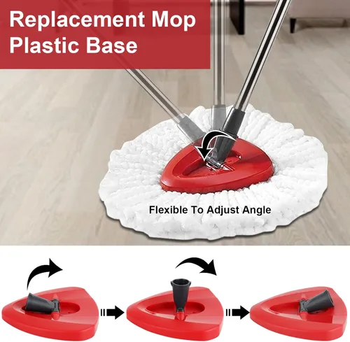 Miniatura 5 de Cabezal de repuesto para trapeador giratorio con 1 base giratoria y 1 mango. Recambios de fregona EasyWring compatibles con SpinMop triangular