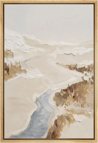 Miniatura 14 de MUDECOR Impresión en Lienzo Enmarcado Arte de Pared Pincelada Floral Abstracta en Tonos Neutros Cálidos Tonos Terrosos Ilustraciones Minimalismo