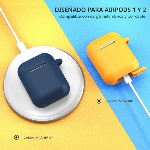 Miniatura 4 de Funda compatible con AirPods, cubierta protectora de silicona completa a prueba de polvo diseñada para Apple AirPods de 1.ª y 2.ª