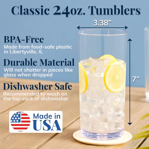 Miniatura 2 de Vasos US Acrylic Clásicos de Plástico Transparente Reutilizables (Juego de 6) Tazas de Té Helado de 24 oz Vasos sin BPA, Fabricados en EE. UU.