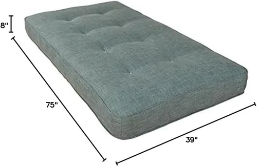 Miniatura 3 de Kodiak Furniture Colchón de resortes boho de 8 pulgadas tamaño individual para litera/día/nido, lino aguamarina, marco no incluido Lino Aqua
