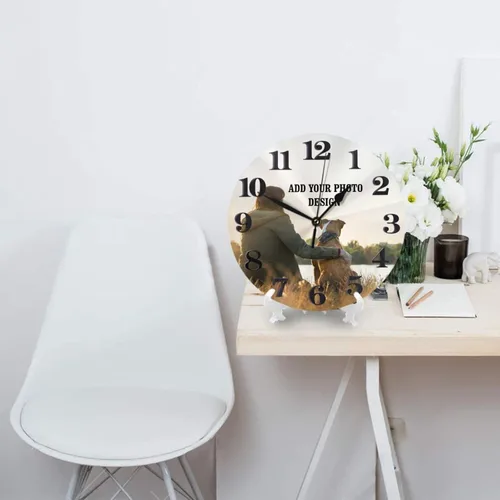Miniatura 4 de Reloj de pared personalizado, diseño de tu foto, imagen, texto, logotipo, reloj de pared redondo sin tictac para aniversario, boda, día de San