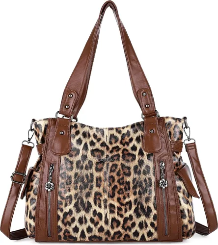 Miniatura 7 de Angel Kiss Bolsos para mujer con tiras en la parte superior, bolso estilo Hobo, bolsas de hombro espaciosas y casuales, cartera estilo Tote de PU