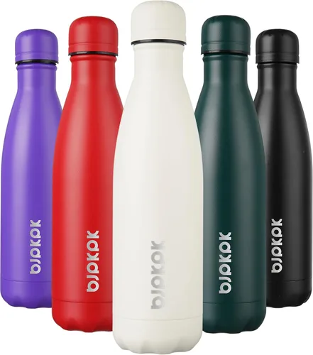 Miniatura 54 de BJPKPK Botellas de agua de acero inoxidable con aislamiento de 17 onzas, mantiene el frío y el calor, brillante oro rosa Oro rosa brillante
