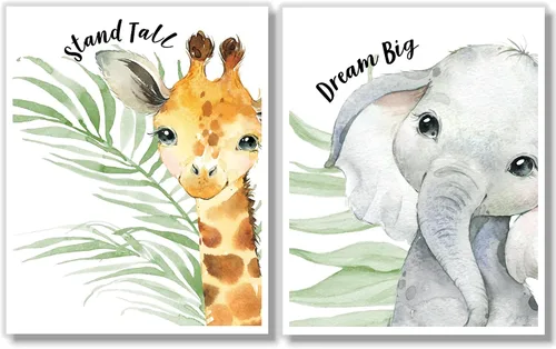 Miniatura 6 de Láminas de arte de pared de animales de safari para bebés - Decoración de guardería - Juego de 6-8x10 - Imágenes de habitación de guardería
