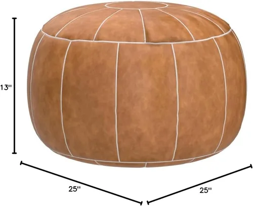 Miniatura 3 de Puf decorativo para pies, taburete redondo de cuero sin relleno, cojín otomano de almacenamiento o para descansar tus pies, silla de suelo, pie