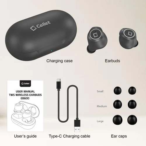 Miniatura 7 de Auriculares inalámbricos V5 Bluetooth compatibles con NuAns NEO con estuche de carga para auriculares intrauditivos (V5.0 negro)