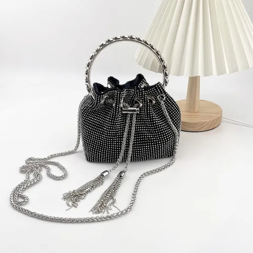 Miniatura 2 de UMREN Bolsos Hobo con diamantes de imitación para mujer, elegante bolso de noche de cristal brillante para fiesta, club, boda