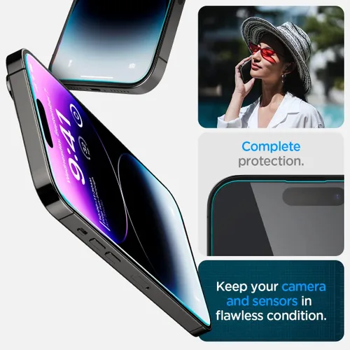 Miniatura 4 de Spigen GlasTR EZ FIT: protector de pantalla de vidrio templado diseñado para iPhone 14 Pro Max [compatible con fundas], protección de sensor