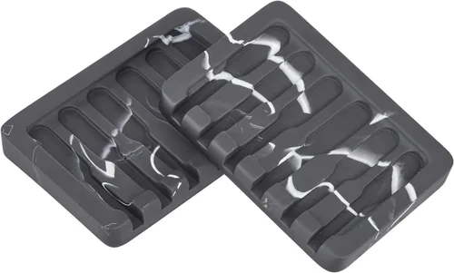 Miniatura 8 de INIUNIK Jabonera autodrenante – Bandeja para jabón con aspecto de mármol, caja de ahorro para esponja para baño, ducha, cocina, color negro