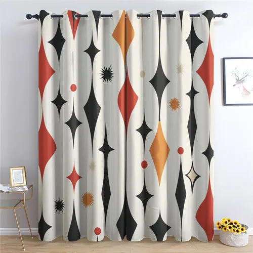 Miniatura 9 de Cortinas opacas con degradado azul de 39 pulgadas de largo, cortinas abstractas para decoración de dormitorio, cortinas de ventana modernas