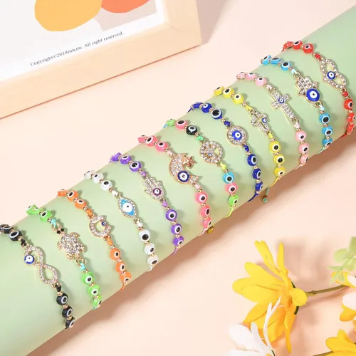 Miniatura 5 de Tacobear 24Pcs Evil Eye Bracelets Necklace Kit Women Teen Girl Jewelry Gift Bulk Adjustable String Crystal Alloy Handmade Braided Friendship